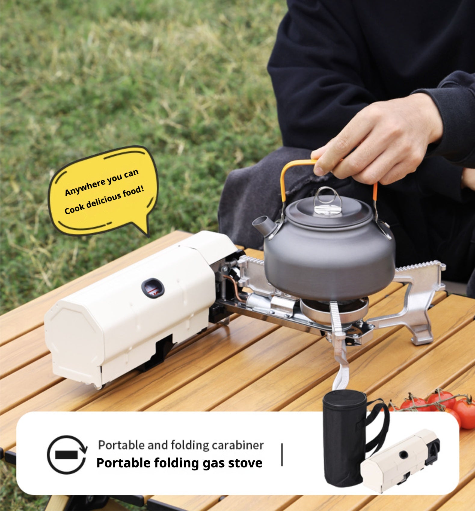 Foldable portable gas stove for outdoor camping