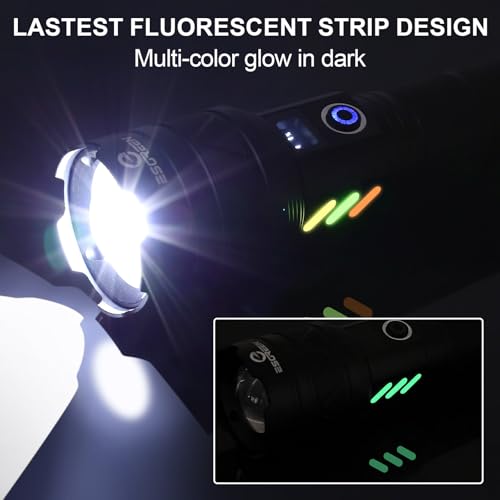 Rechargeable Torches LED Super Bright 1000000 Lumens, Powerful USB C LED Torch Light with Mini UV 365nm Touch, High Power Tactical Flashlight, Strong Hand Flash Light for Security Dog Walking Camping