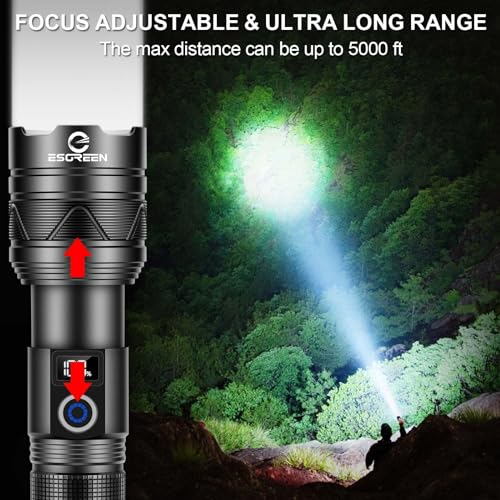 Rechargeable Torches LED Super Bright 1000000 Lumens, Powerful USB C LED Torch Light with Mini UV 365nm Touch, High Power Tactical Flashlight, Strong Hand Flash Light for Security Dog Walking Camping