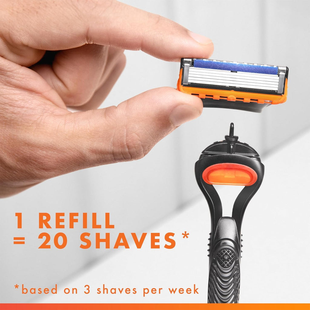 Gillette Fusion5 Razors for Men, 1 Razor, 4 Blade Refills, Lubrastrip for a More Comfortable Shave
