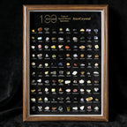 100 Natural Mineral Specimens Display Frame – Wooden Desktop Collector’s Edition