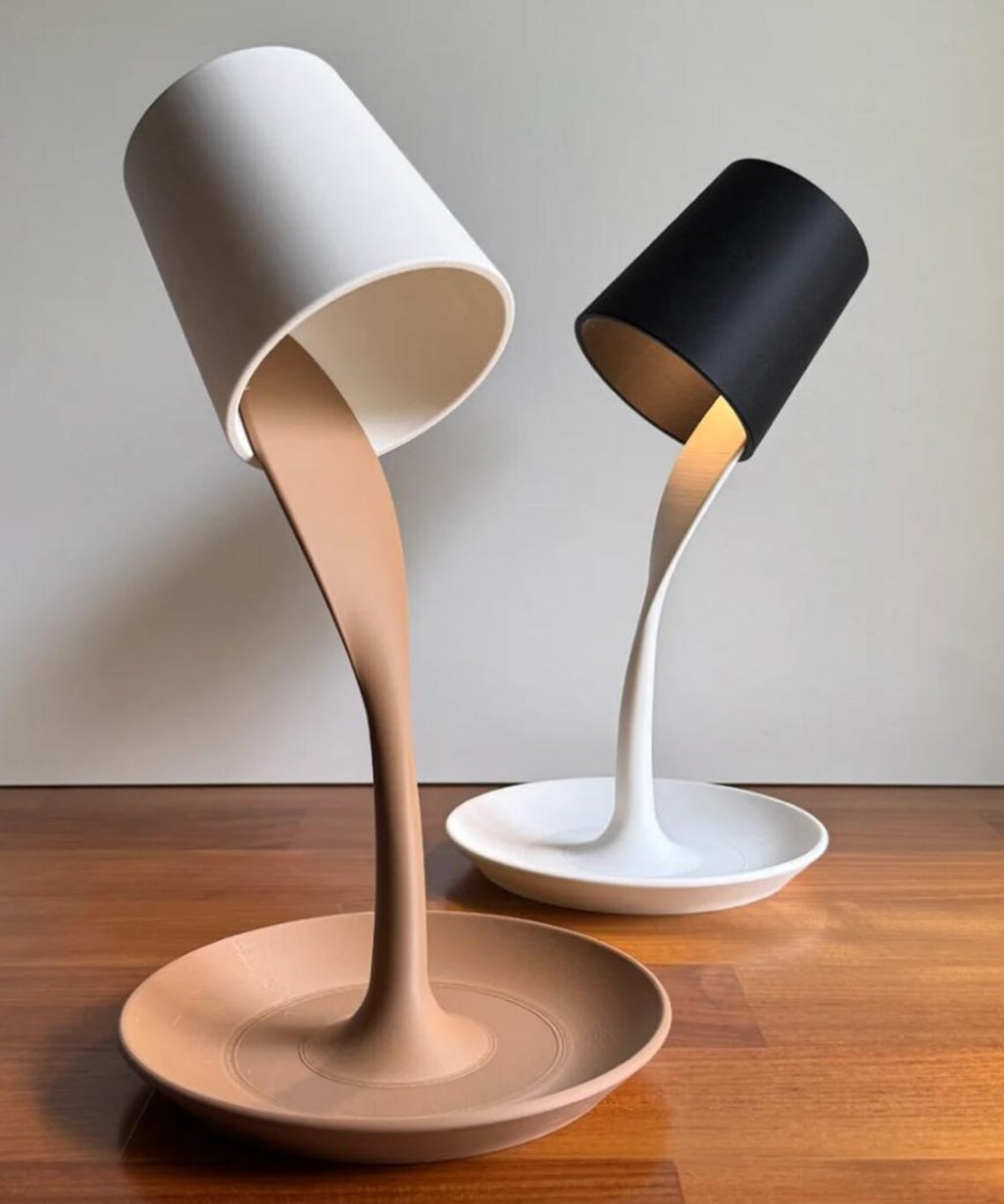 printed lamp quirky modern accent lighting, nightstand, unique housewarming gift, desk tray, sculptural decor