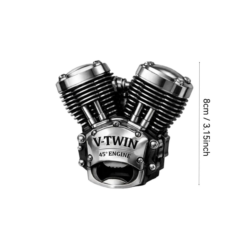 3.15-Inch V-Twin Engine Bottle Opener – 45° Classic Metal Automotive-Style Bar Tool
