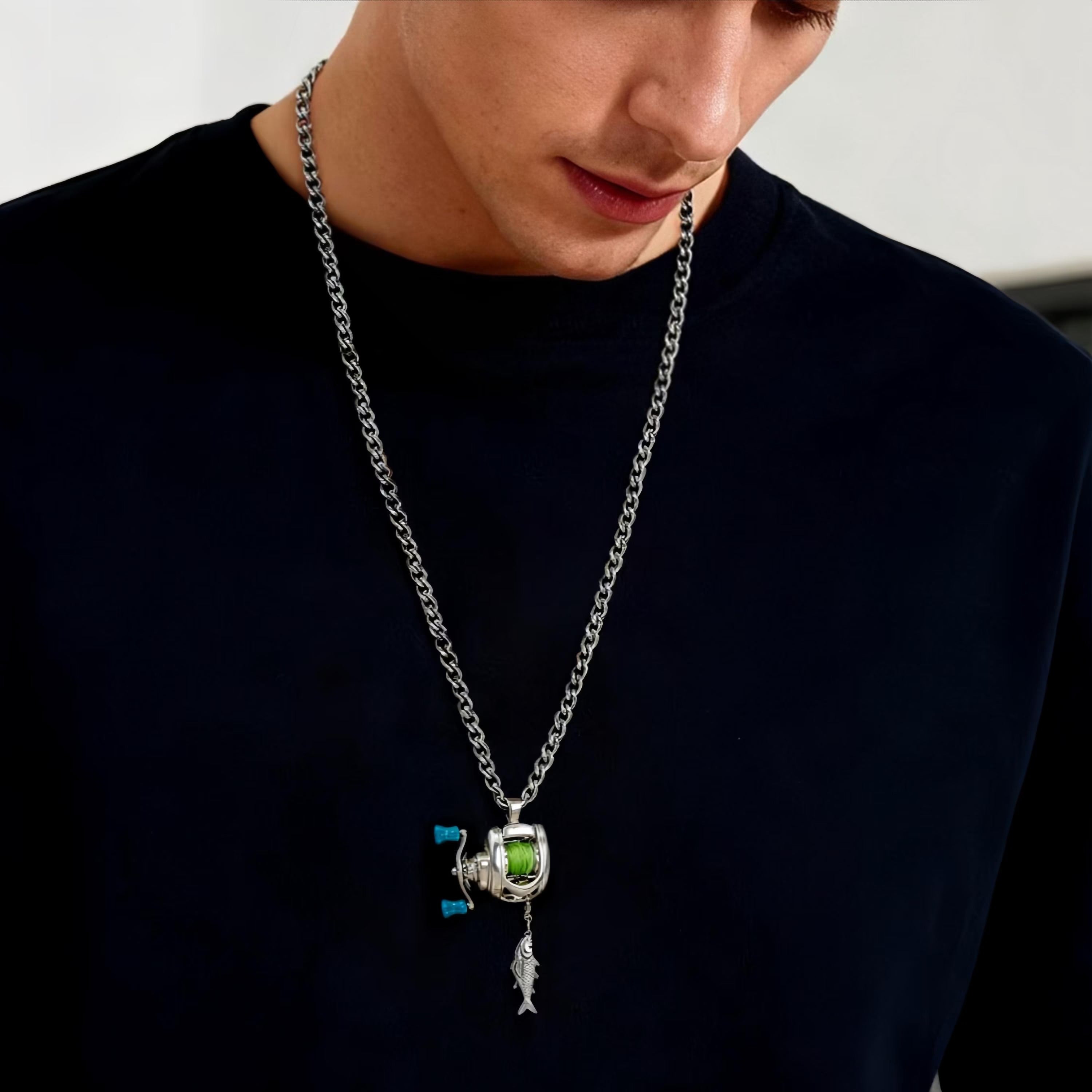 Mini Fishing Reel Necklace – Functional Fidget Accessory & Angler Gift