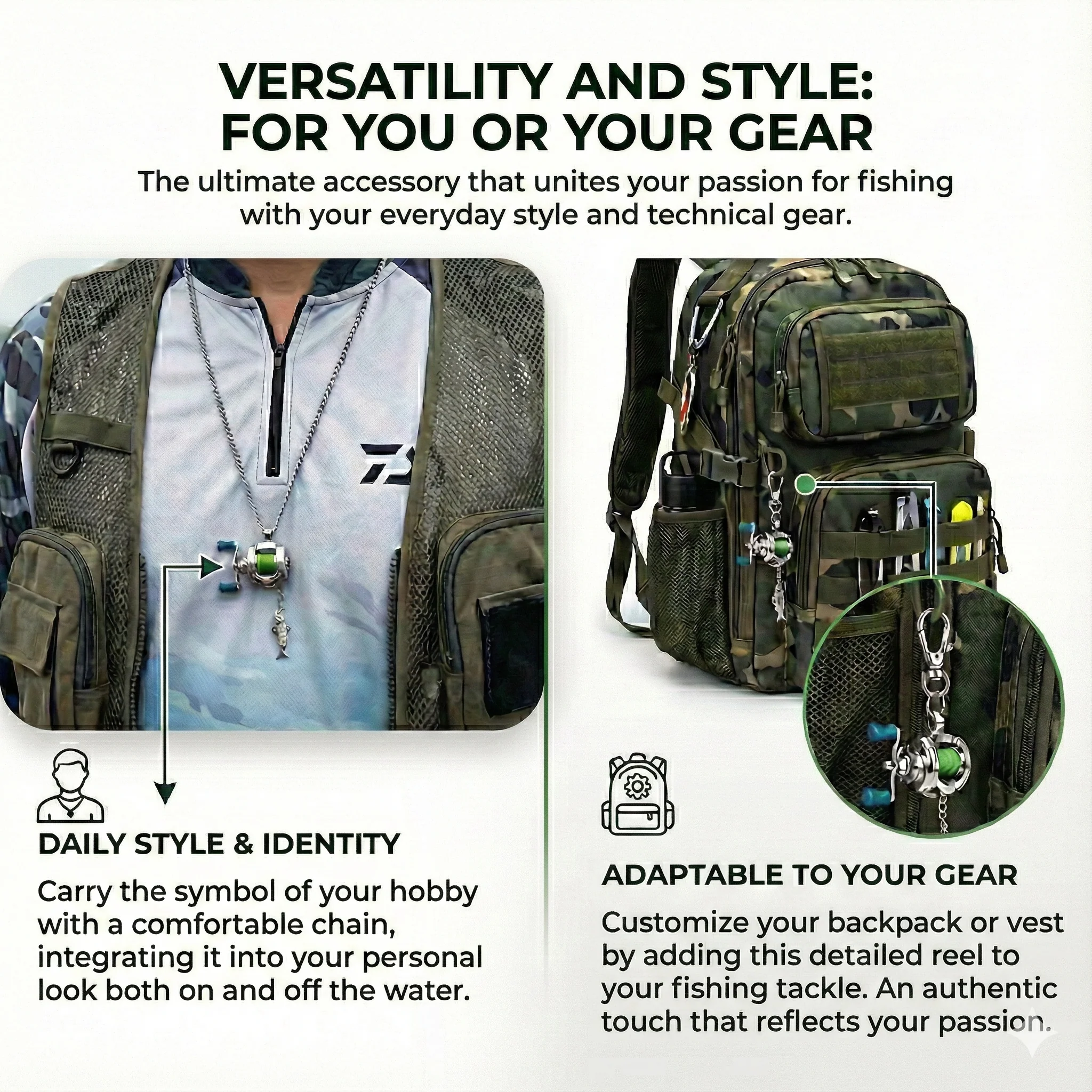 Mini Fishing Reel Necklace – Functional Fidget Accessory & Angler Gift