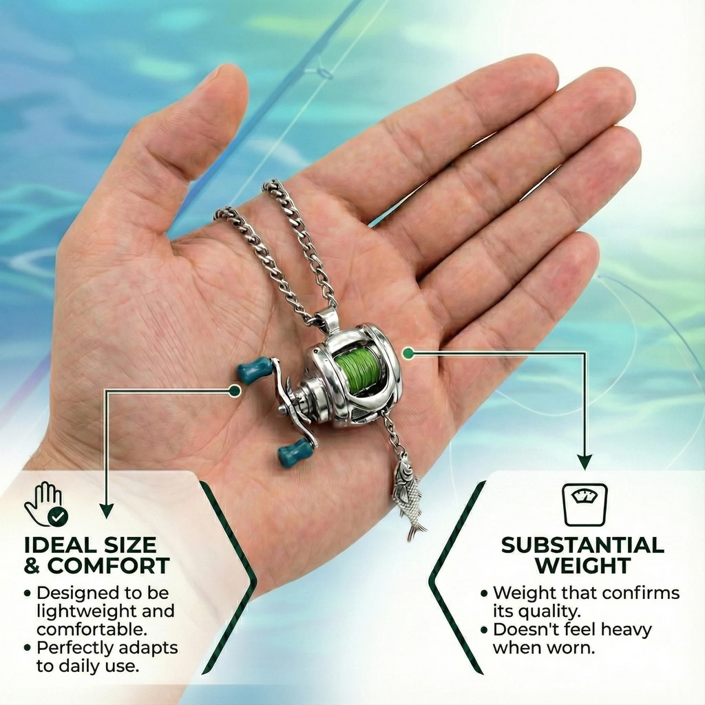 Mini Fishing Reel Necklace – Functional Fidget Accessory & Angler Gift