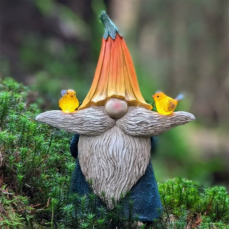 A fun, decorative solar-powered bird garden statue made from durable resin.
