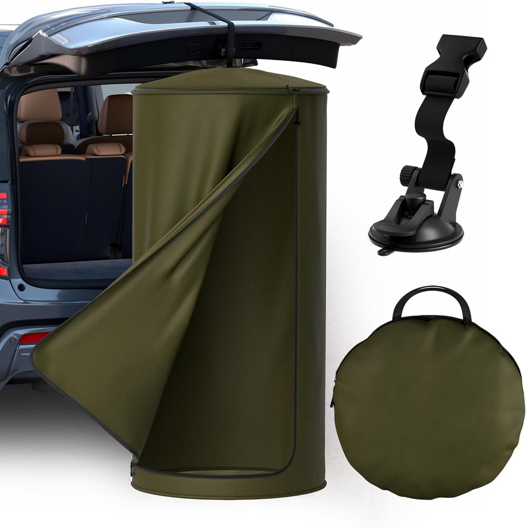 Portable Changing Room Tent - Instant Pop Up Privacy Pod with Suction Cup for SUV Liftgate, for Camping, Shower, Beach and Toilet Stall (Carrying Bag Included) Green