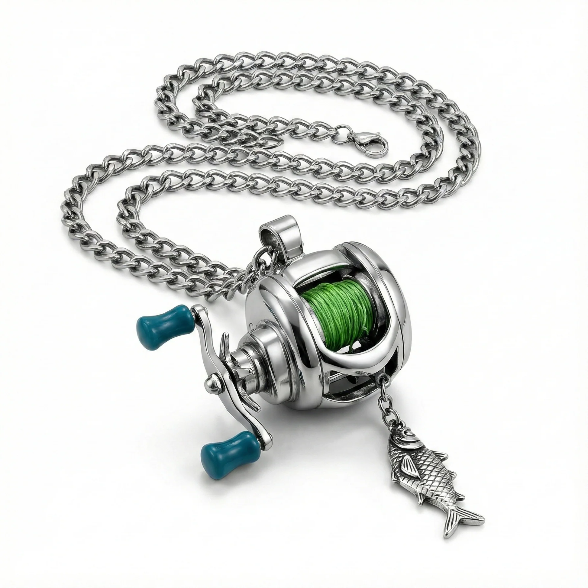 Mini Fishing Reel Necklace – Functional Fidget Accessory & Angler Gift