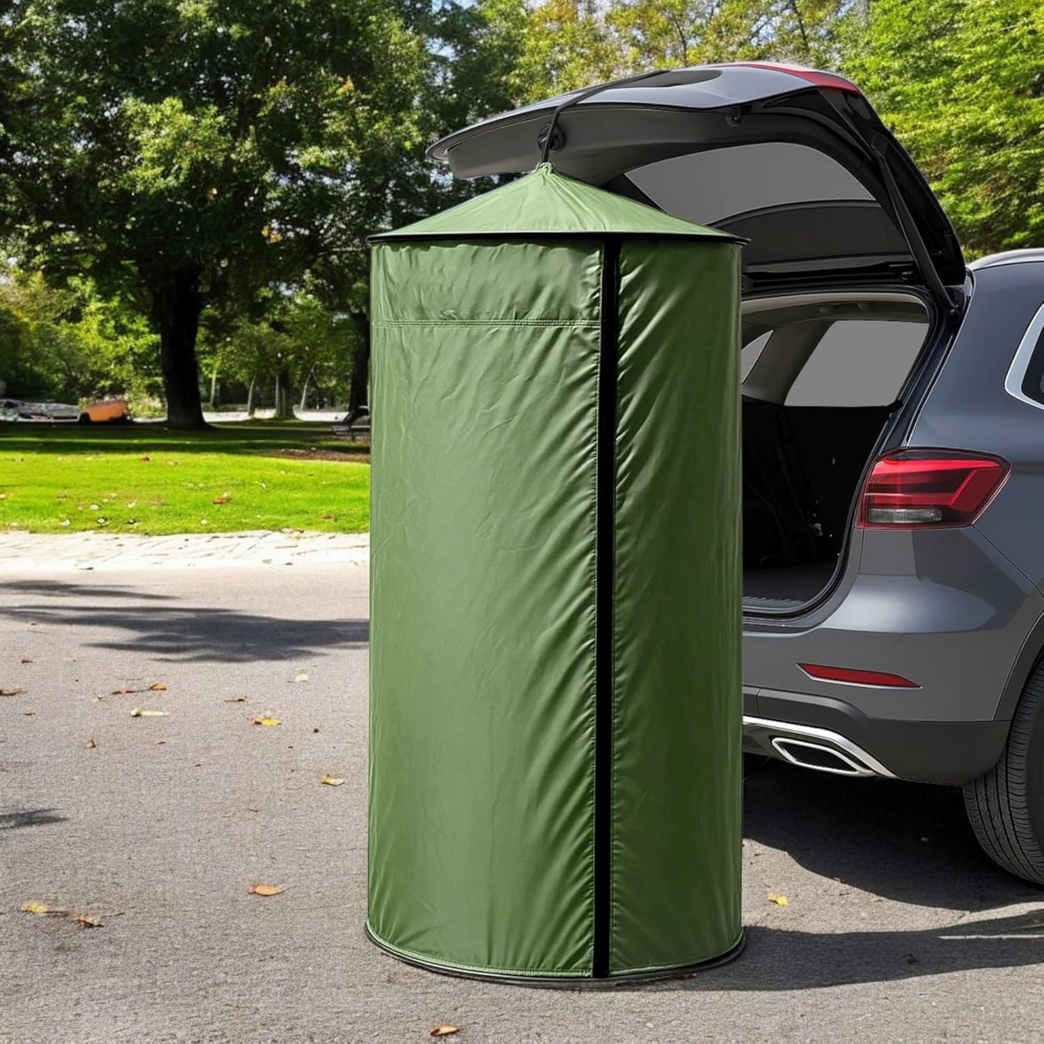 Portable Changing Room Tent - Instant Pop Up Privacy Pod with Suction Cup for SUV Liftgate, for Camping, Shower, Beach and Toilet Stall (Carrying Bag Included) Green