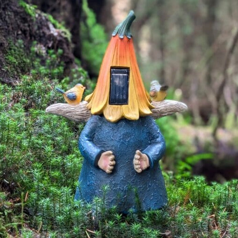 A fun, decorative solar-powered bird garden statue made from durable resin.