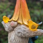 A fun, decorative solar-powered bird garden statue made from durable resin.