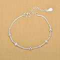 Single Snake Chain Round Bead Bracelet in 925 Sterling Silver – Smooth Beaded Jewelry