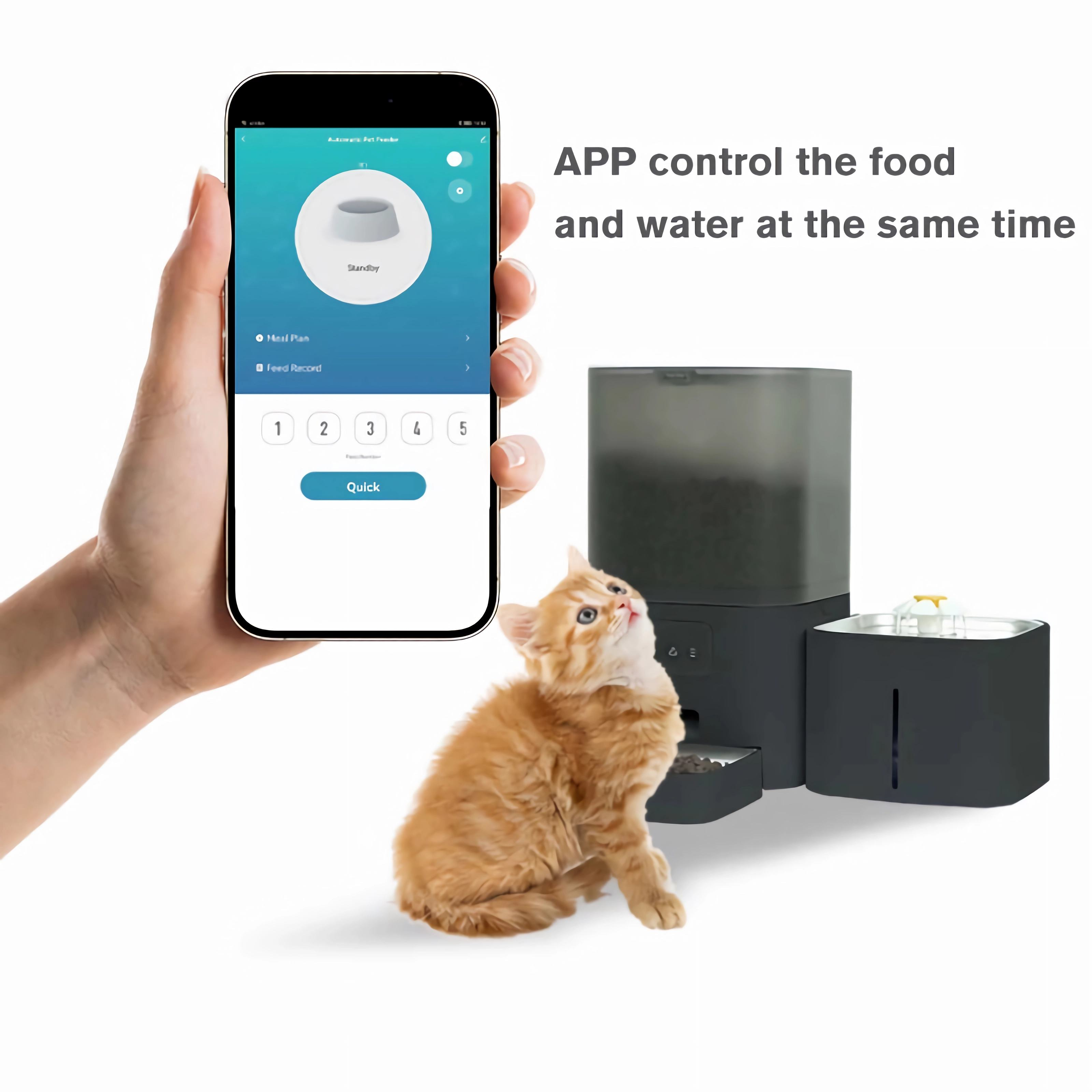 2-in-1 Smart Pet Feeder Automatic Food Dispenser (6L) & 2.5L Pet Water Fountain with WiFi App Control Suitable for Cats & Dogs (Dry Food)