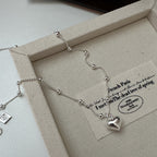 925 Sterling Silver Beaded Chain Necklace with Shiny Heart Pendant – Elegant Jewelry for Girls