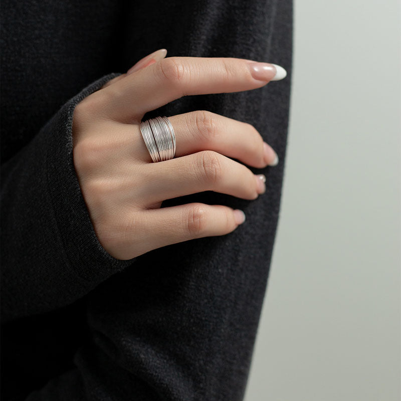 Bold Layered Silver Ring – Crafted in Solid 925 Sterling Silver
