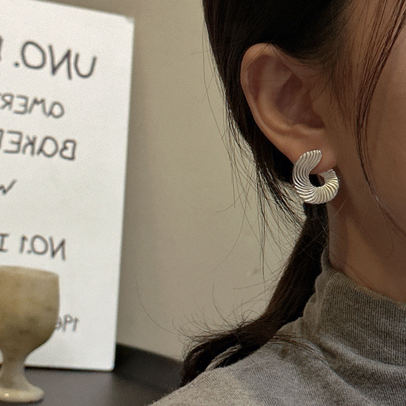 Vintage Geometric Stud Earrings in 925 Sterling Silver