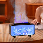 Flame Glow Ambient Fireplace Aroma Humidifier，Ultrasonic mist combined with warm LED lighting creates a stunning flame-like visual — calming, mesmerizing, and deeply relaxing.