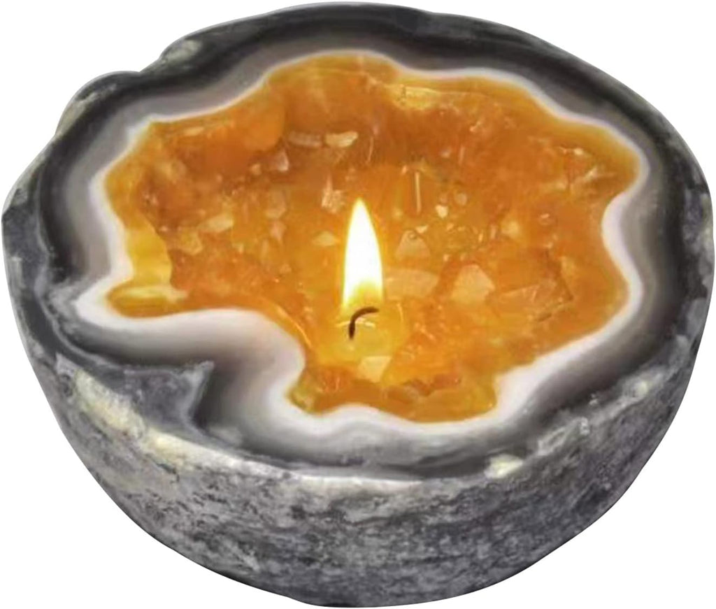 Handcrafted Rose Quartz Crystal Geode Heart Candle