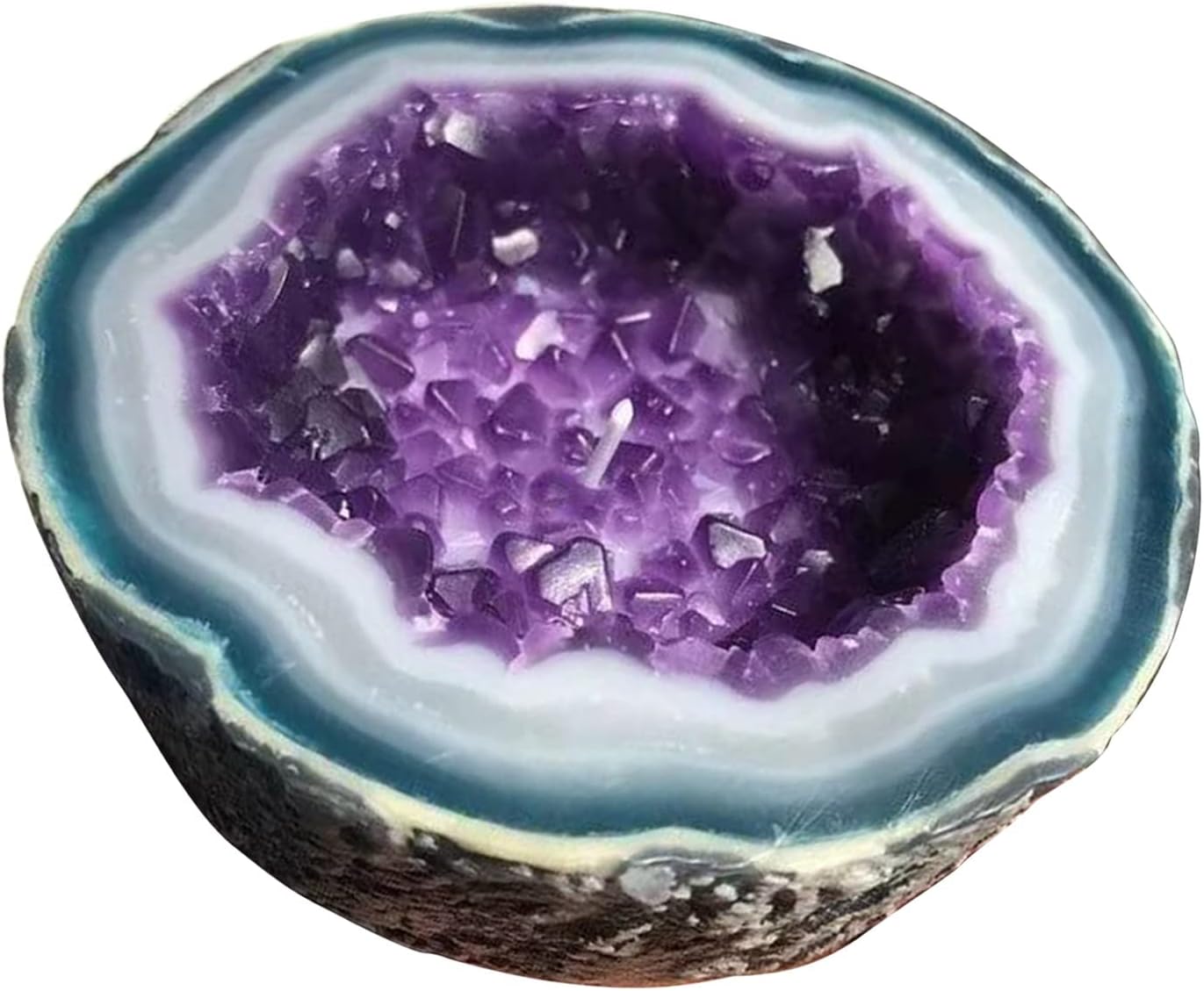 Handcrafted Rose Quartz Crystal Geode Heart Candle