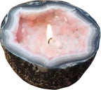 Handcrafted Rose Quartz Crystal Geode Heart Candle