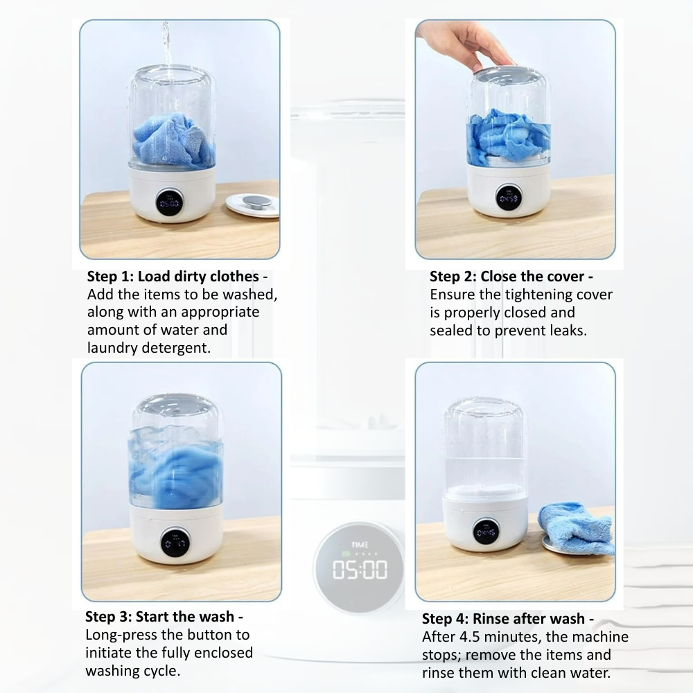 Portable USB Rechargeable Mini Washing Machine (1 L)