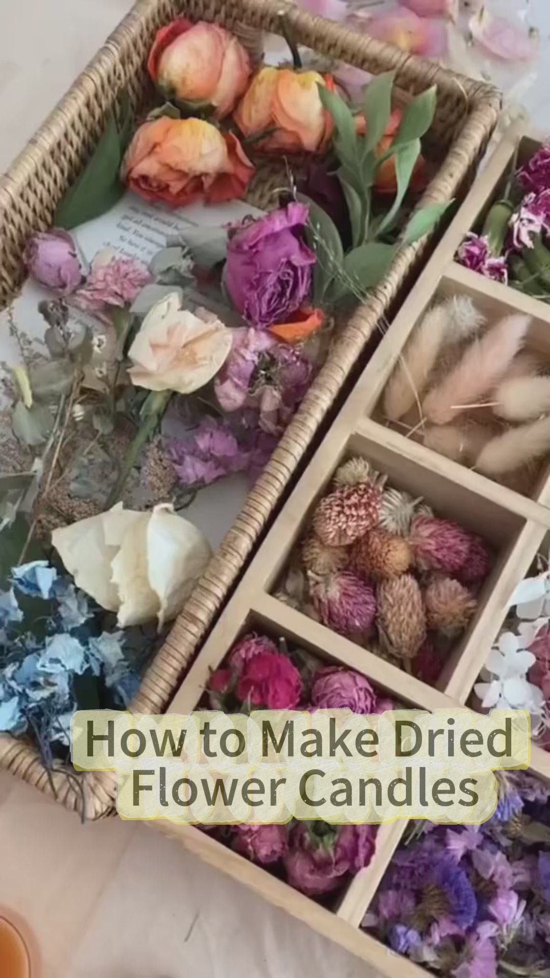 Handmade Dried Flower Scented Candles | Custom Label Wholesale Soy Wax Large Pillar Candles